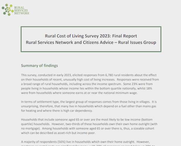 Rural Cost of Living Survey 2023: Final Report